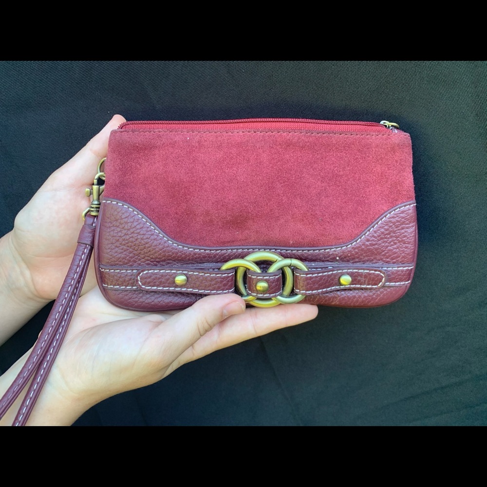 Vintage Maroon Leather Clutch 👛